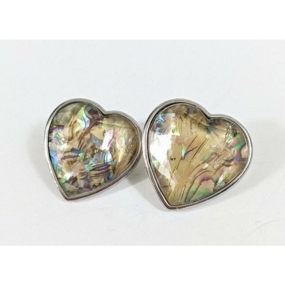 Chunky Faceted Heart Shaped Stud Earrings - Picture 4 of 6